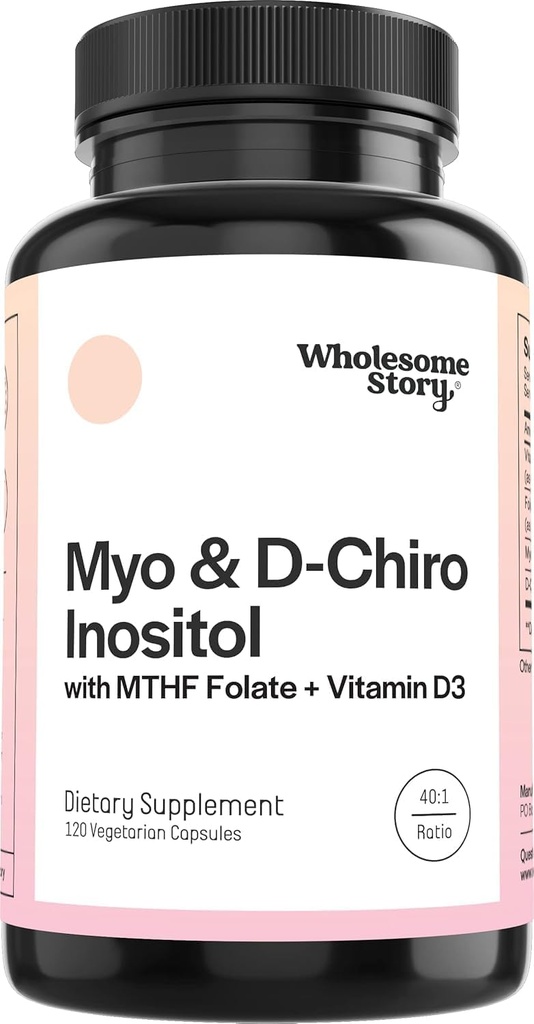 M-y-o in-os-itol & D-Chiro Inositol Capsules dengan MTHF, Folate, Vitamin D 124; Dukung untuk Fungsi Ovarian, Keseimbangan Hormone, & Homocysteles Levels 124; Suplemen Fertilitas untuk Perempuan 124; 40: 1 Rasio