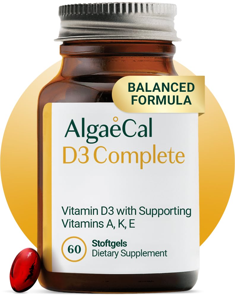ALGAEKAL 4 - 1 Vitamin D3 K2 Complete - ADK Vitamin Suplement, Enhanced Ammune Dukungan & Bone Health dengan D3 K2, A, & E - Whole Boodness & Bone Strength, 60 Eister - Swalltgelels, Dibuat di USA