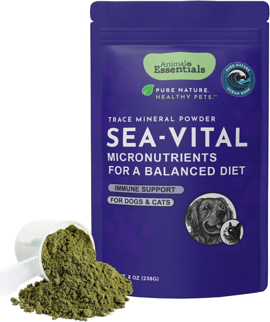 Animal Essentials Ocean Kelp for Dogs & Cats - Thyroid Duplication, Sea Kelp Powder, Trace Minemary, Veterinarian Rekomendaded - 8 Oz