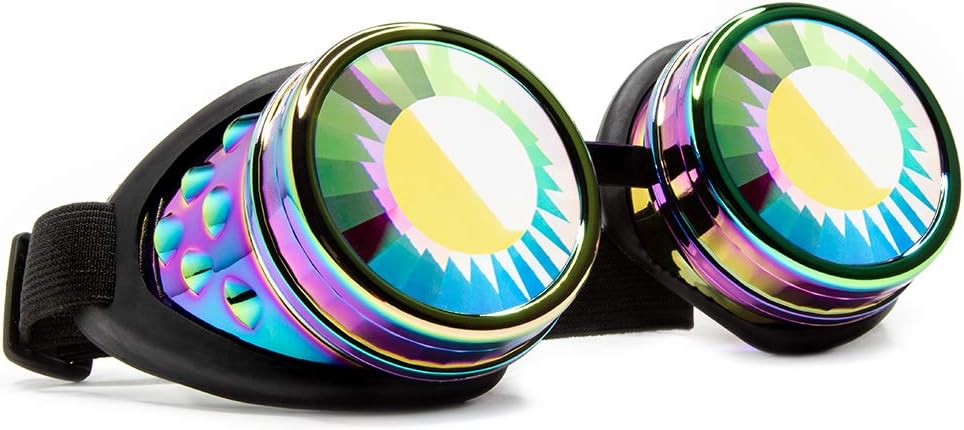 GloFX Polychrome Wormhole Kaleidoskop Goggle - Festival Rave Costume Cosplay EDM 3D Welding Gothic Goggles