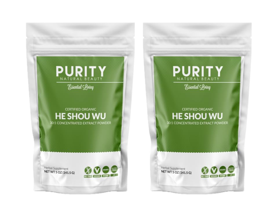 Disertifikasi Organik He Shou Wu - Large 5oz Bag of 30: 1 Konsentrasi -Fo-ti - Organik Foti Ekstraksi-Fo ti He Shou Wu Organik (Paket 2-10 Ounces)