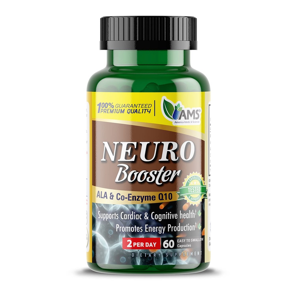 Amerika Medic & Science Neuro Booster (60 Kapsul) adalah 124; Suplemen Nutres untuk Kesehatan Otak 124; Pill Vitamin untuk Better Memory and Cognitive Fungsi 124; dengan Koenzim Q10, ALA, dan Acetyl L- Carnitine