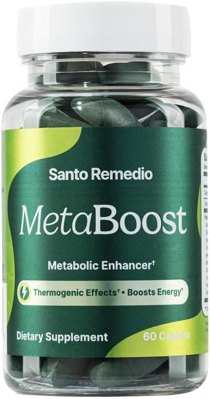 Santo Remedio MetaBoost, Tambahan Diet, Metabolic Enhancer, Menyediakan Efek Thermogenic, Meningkatkan Calorie Burn, Teh Hijau (Termogenik), Chromium dan Kalsium, 60 Tablet, Vegetarian