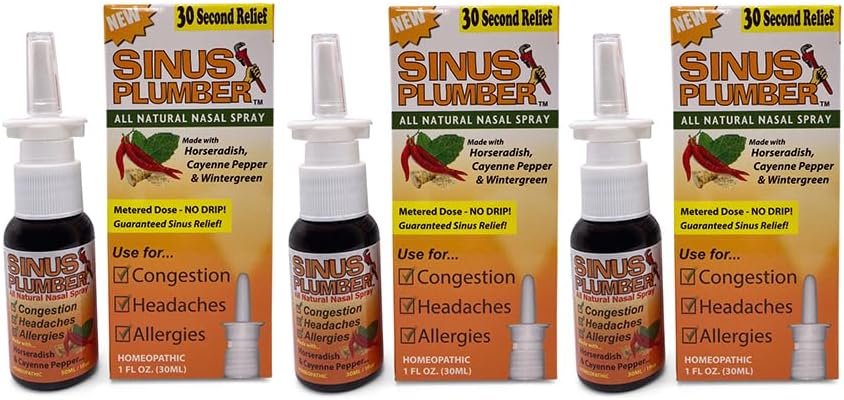 Sinus Plumber 3 Pack-Saline Nasal Semprot dengan Capsicum Pepper dan Wintergreen
