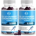 M inch Glucosamin Chondroitin Gummies, 1500mg Glucosamine & 100mg MSM per Serving, Suplemen Dukungan Bersama untuk Dewasa, Elderberry Flavor, 45 Pelayan (Paket 2)