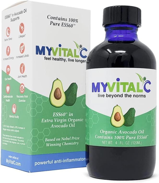MyVitalC Organic Avocado Oil - Murni ESS60 Antioksidant Suplemen - Mei Bantuan Dengan Anti- Aging, Umur Panjang, Tidur, Lebih Energi - Performance - 120ML