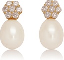 18K Gold Plated Sterling Silver Stud Pink Berbudaya Pearl Drop Earrings