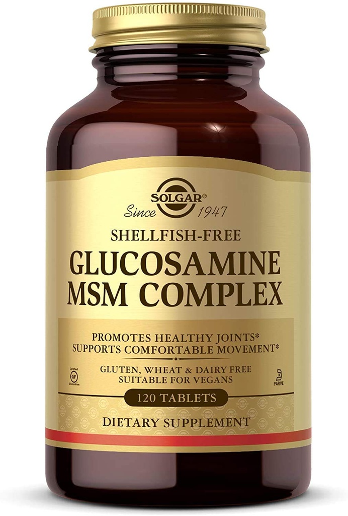 Solgar Glucosamin MSM Complex, 120 Tablet - Promoses Healthy Joints - Support Range of Motion & Flexibility - Support Collagen - Shellfs- Free - Gluten, Dairy Free, Kosher - 40 Servis