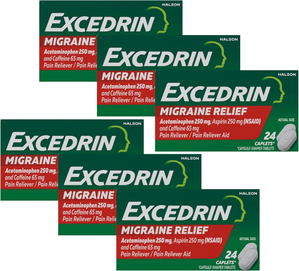 Excedrin Migraine Relief Medication, 24 Caplets (Paket 6)