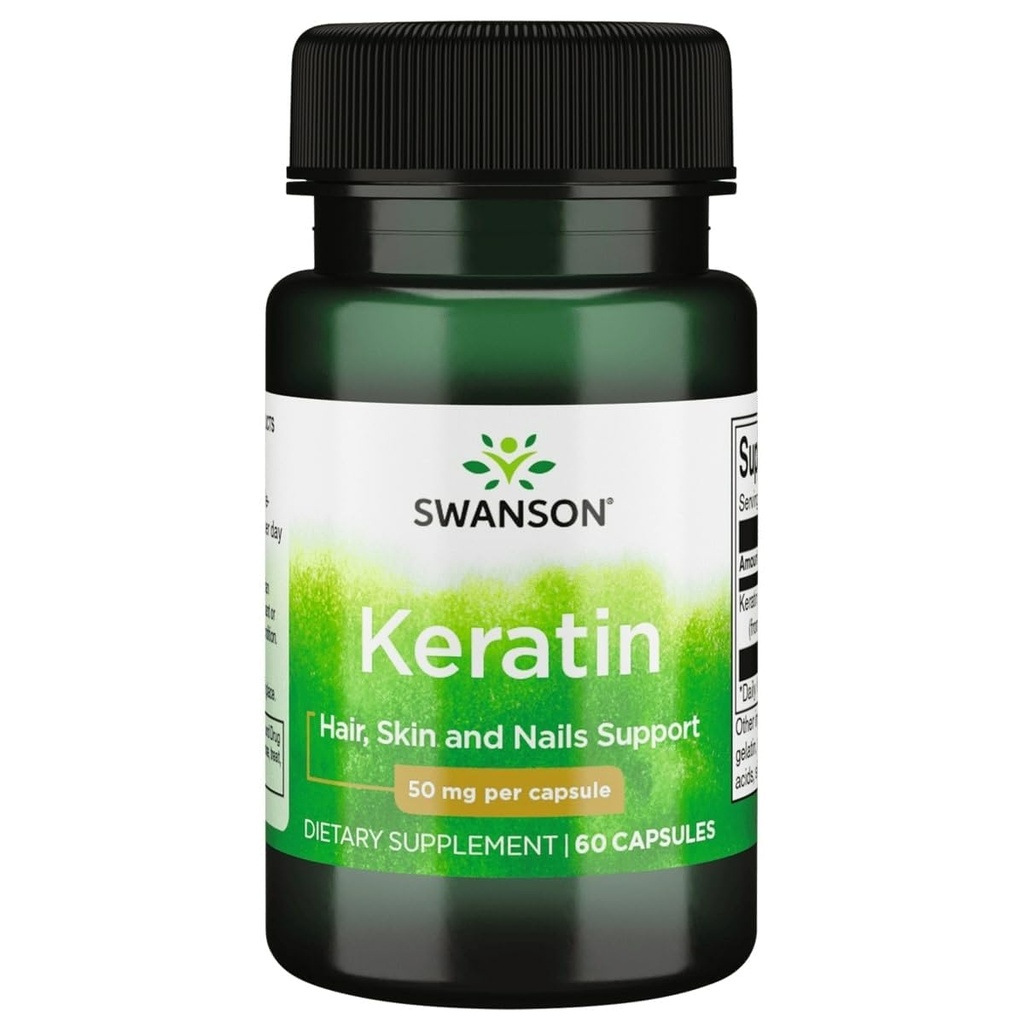 Swanson Keratin (dari Tibetan Wool) - Penambahan Penambahan Natural Promoting Heally Joints, Hair, Skin & Nails - membantu Netsules Healthy - (60 Capsules, 50mg Masing-masing)