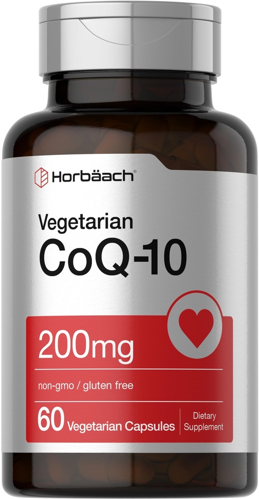 Horbäach CoQ10 200mg 124; dengan Black Pepper Extract 124; 60 Capsules 124; Vegetarian, Non-GMO, Gluten Free Supplemen