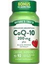 Nature 's Truth CoQ10 200 mg Softgeels 124; 92 Count 124; Enhanced Absorpsi 124; with Black Pepper Extract 126; Non-GMO & Gluten Free Suplemen