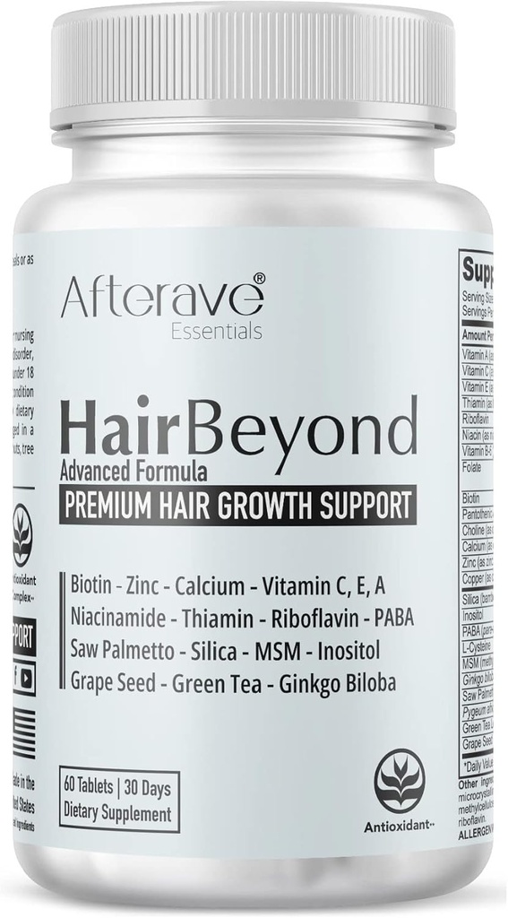 HairBeyond Advanced Hair Growth Formula Momula Menimbulkan Follicle & Scalip Kekuatan untuk Pembangunan Kuat, Perlindungan Rambut, Vitamin A, C, E, Kompleks Saw Palmetto Silica Zinc Calciin Thiamin Biotin