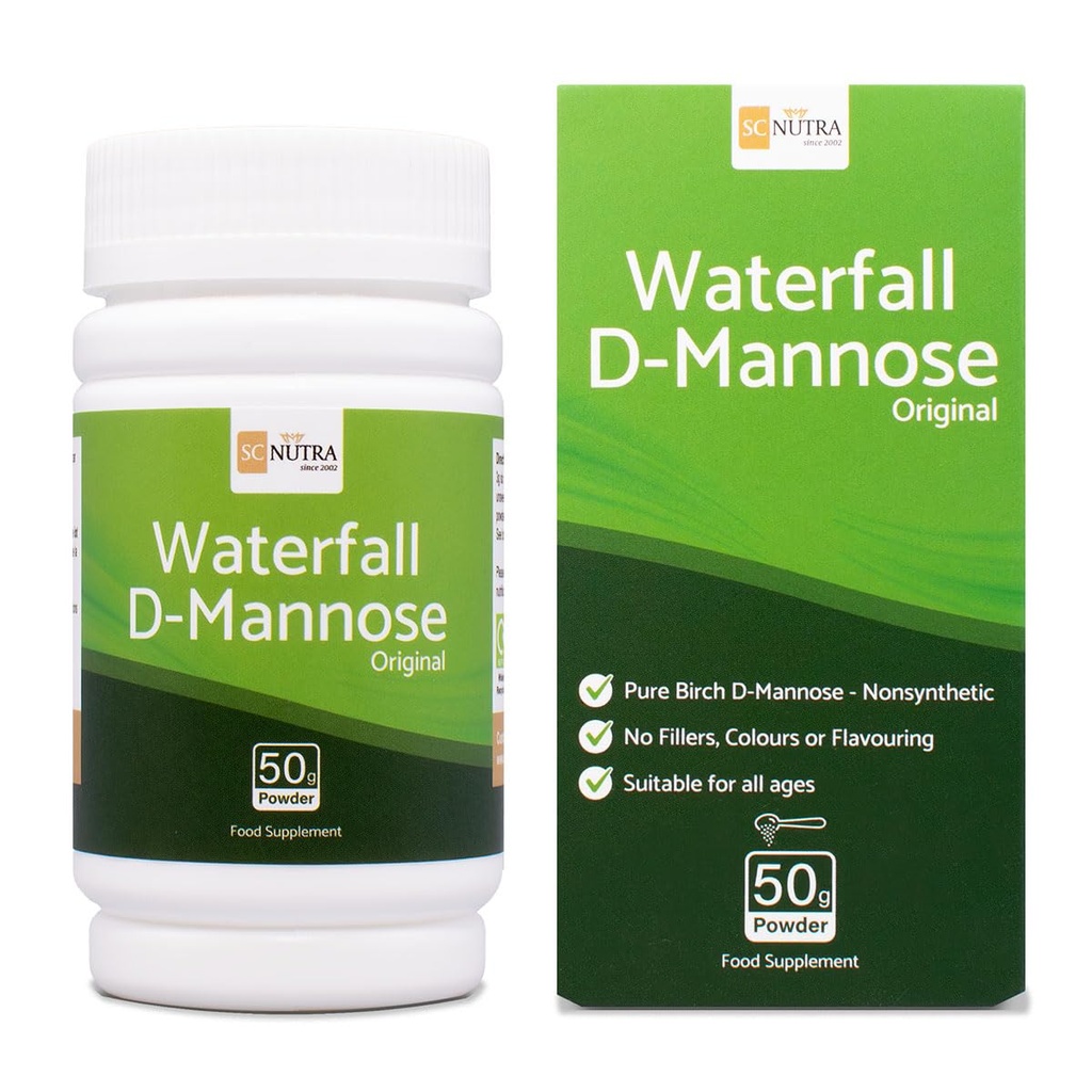 Air terjun D-Mannose Powder - 100% D- Mannose Sourder Alami Birch - Bukan Blend - Bebas dari Agen Bulking, Pengisian & Cranberry - 50g / 1.76oz
