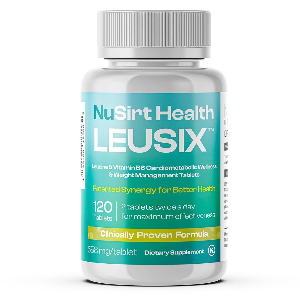Suplemen LEUSIX Weight Management - Patented Leucine + Vitamin B6 - Supply Metabolisme, Fat Utilisasi & Lean Muscle - 120 Tablet (Persediaan 1 Bulan)