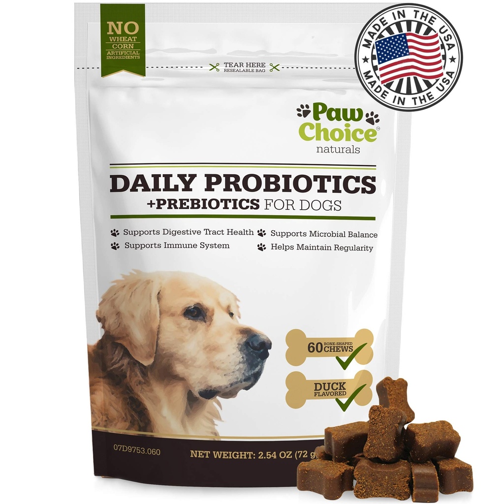 Paw Choice Progories for Dogs with Pregren - Daily Chews for Gut Health, Ditraffic, Regularity, and Immune Suppplement Treat Made in USA