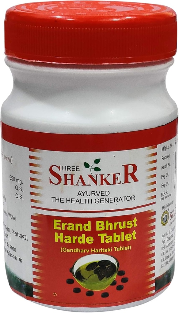 Ayuncine Forever Shree Shanker Ayurvedic Farmasi Erand Bhrust Harde Table- 100 tab x Pack dari 3