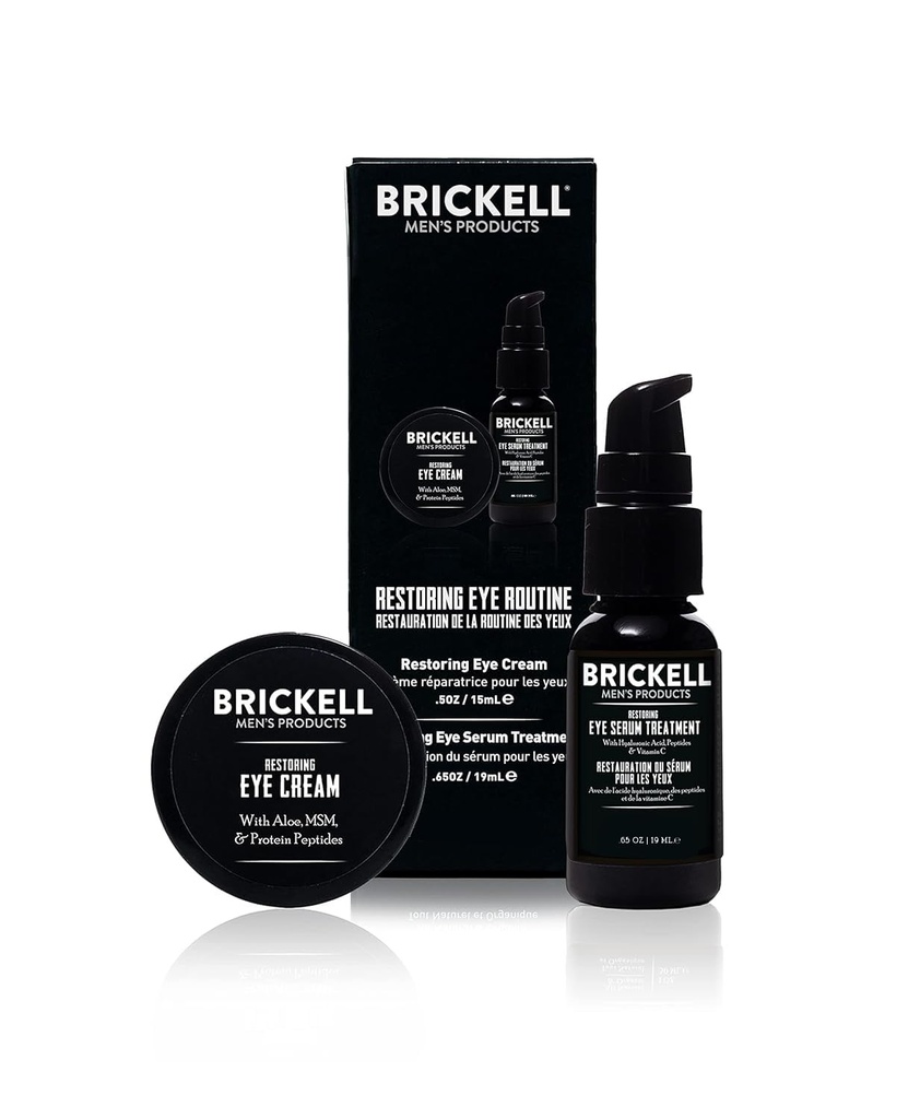 Brickell Men 's Restoring Eye Routine for Men, Eye Cream and Serum for Men, Natural and Organic, Unscented, Men' s Skin Care Gift Set