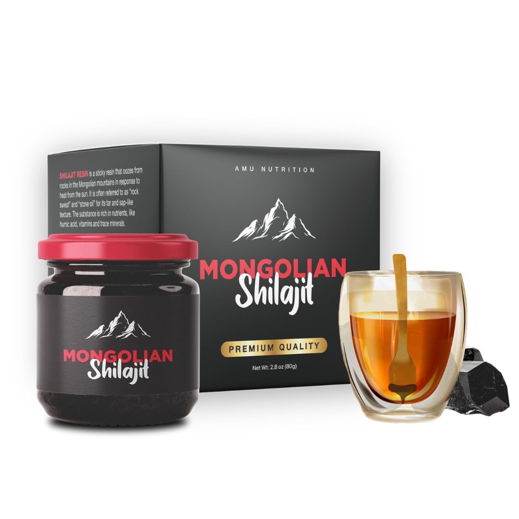 AMU NUTRITION Murni Organik Shilajit Resin - Himalaya Shilajit Suplemen untuk Pria dan Wanita, 100% Murni, Natural, dan Shilajit Resin Hitam - Sumber Natural of Fulvic Acid (50 Gram)