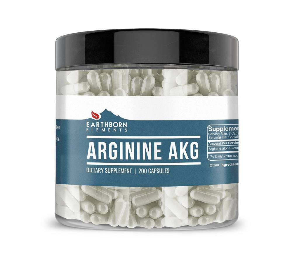 Elemen Terlahir di Bumi Arginine AAKG 200 Capsules, Murni & Undiluted, Tanpa Addonves
