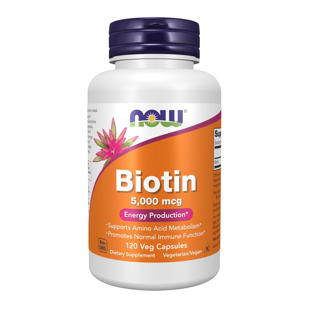 NOW Foods by Now Biotin Energy Production 5000 mcg-120 Vcaps