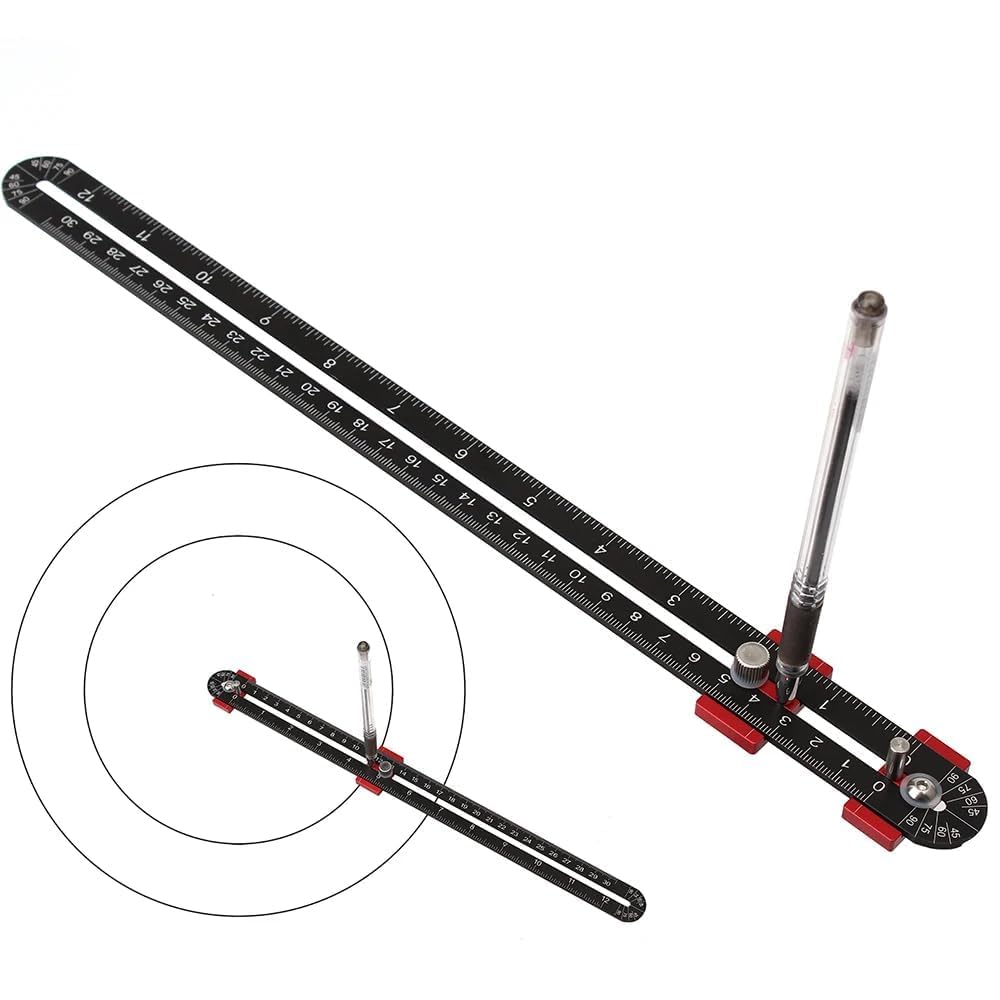 Alat Kompas Woodpass 300mm, Large Compass Woodworking Scribing Circle, Karpenter Compass Range Marking Gauge Circle Marking Tool for Engineer Carpenter (Hitam)