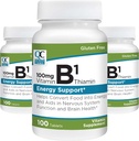 Kualitas Pilihan Vitamin B1 Thiamin 100 mg Energi, Fungsi Sistem Gugup, Tablet Tambahan Vitamin Otak, 100 Botol Count (3 Pack)