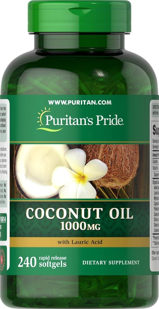 Puritan 's Pride Coconut Oil 1000 mg Softgels, 240 Count