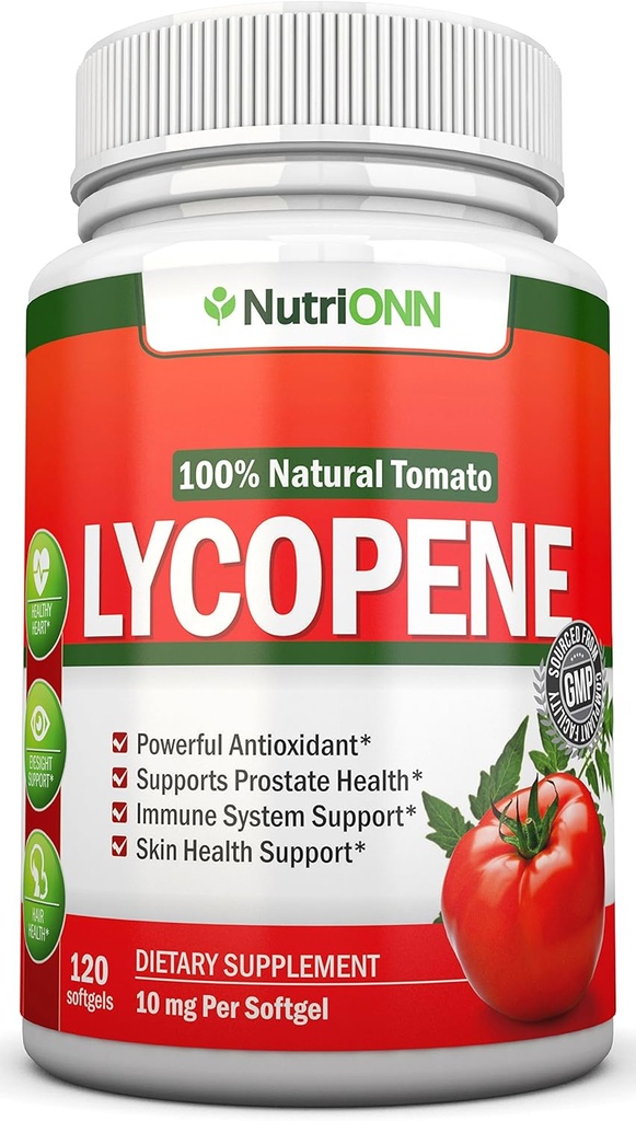 Lycopene - 10MG - 120 Softgeels - 3 Bulan Supply - Premium Quality Antioksidant - 100% Natural Tomato - Great for Prostate Health, Imune System Support, Heart Health and Eyesight Support
