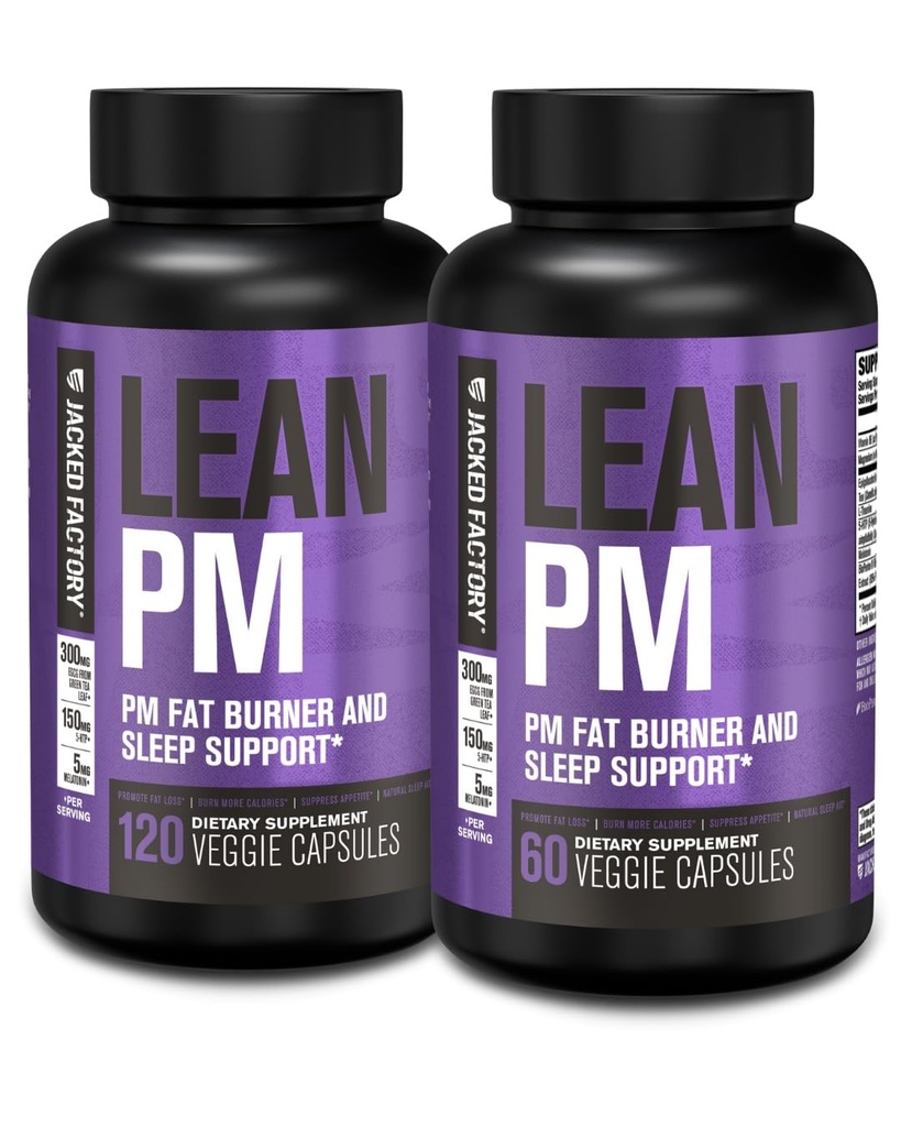 Jacked Factory PM night time burner, Sleep Aid Suplement, & Appetite Supresant for Men and Women - 180 Stimulant- Free Veggie Woss Diet Pills
