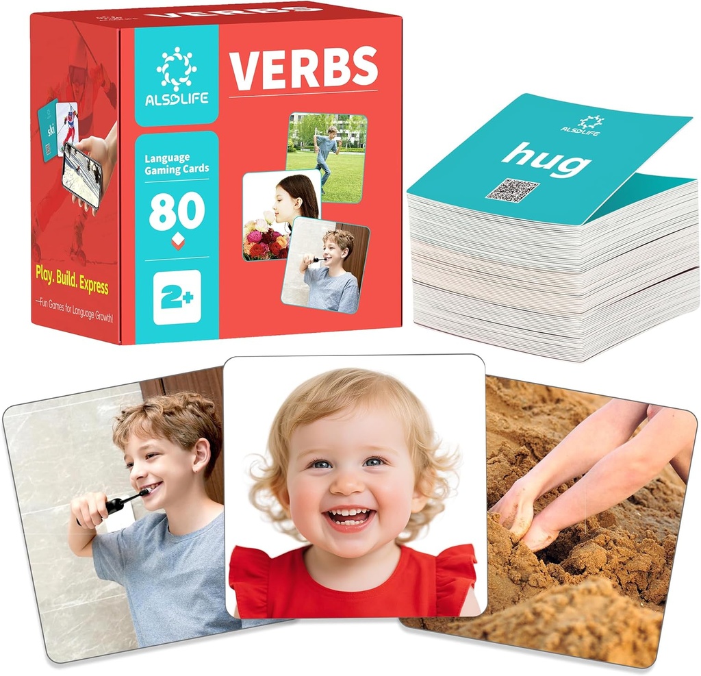 80 Verb Cards with Action Videos 126; Theck Action Verb Flash Cards for Speech Therapy