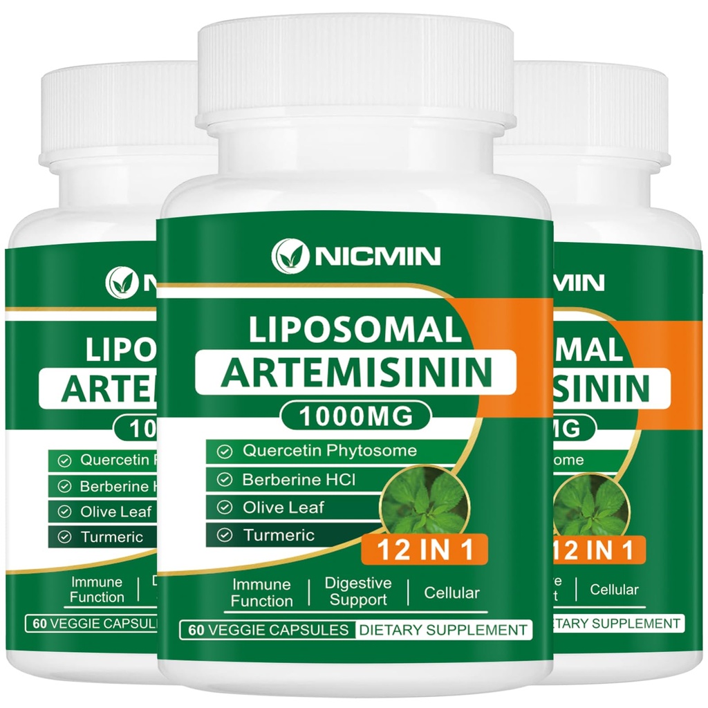 Lipomal Artemisinin Supplement 10000mg, Sweet Wormwood Extract dengan 200mg Quercetin Phyttoome, Maksimum Absorpsi untuk Antioksidant 180 Capsules