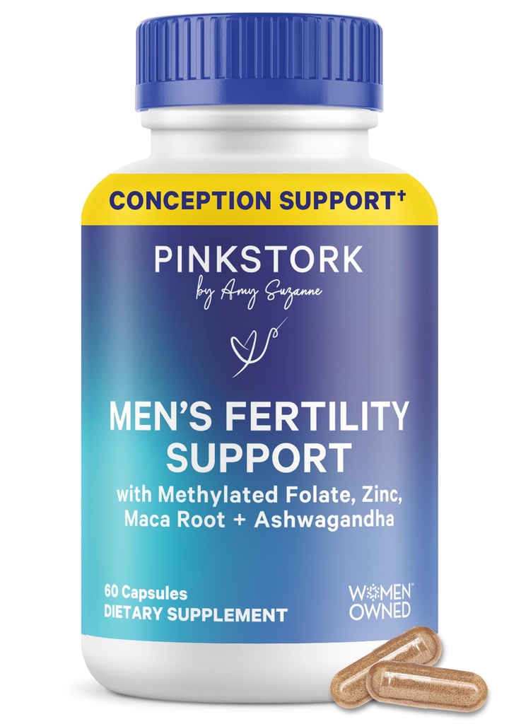 Blue Stork Fertility Suplemen Pria-Pendukung Konsep untuk-Nya - Pria Prenatal Vitamin dengan Maca Root, Ashwagandha, Folate, B12 - Sperm Heath, Drive, Motility - 60 Capsules