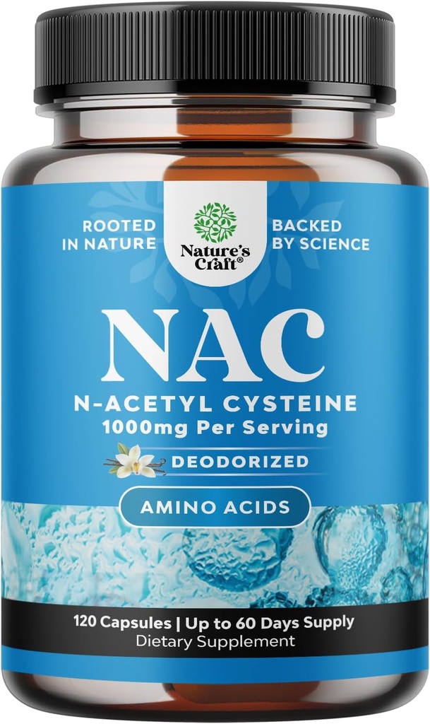 Tambahan NAC N-Acetyl Cysteine 10000mg - Gegan Ledakan Tinggi Tidak Smelly NAC 1000mg Capsules Glutathione Precursor untuk Liver Cleanse Detox & Repair Plus Lung Kesehatan dan Dukungan Imunitas (2 Bulan)