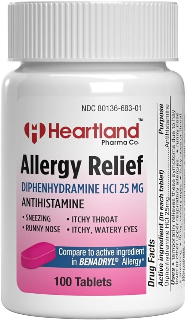 Diphenhydramine HCI 134; Diphenhydramine Allergy Relief 126; Antihistamin Diphenhydramine 25 mg Tablets 126; 100 Count