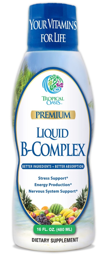 Premium Liquid B Kompleks Vitamin-Fast Absorbing Liquid B-Complex Suplement w / all 8 B-vitamin, PLUS energizing herbal campuran w / Ginseng, Ginkgo, dan Eleuthero Root - Vegan, NON- GMO - 16oz, 32 Serv