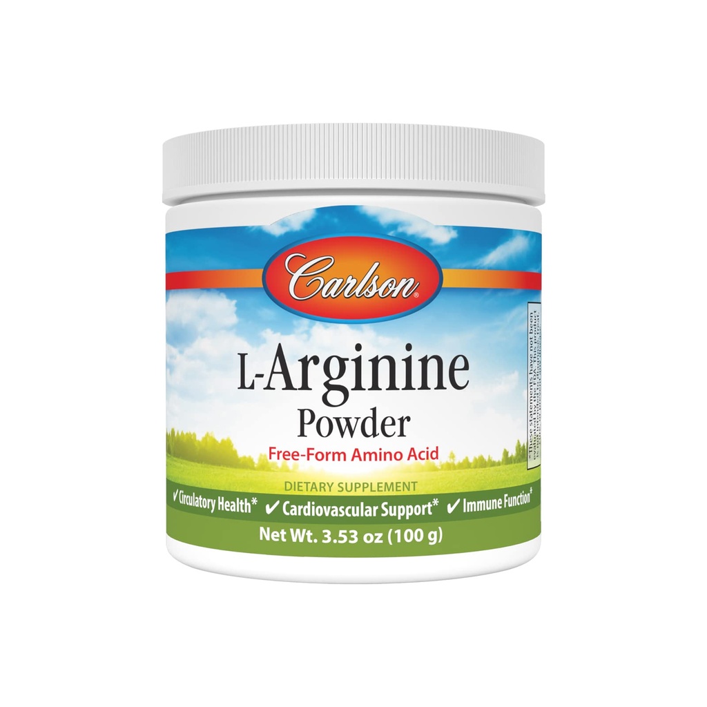 Carlson - L-Arginine Powder, Free- Formulir Amino Acid, Sirculation Health, 3.53 oz (100 g)