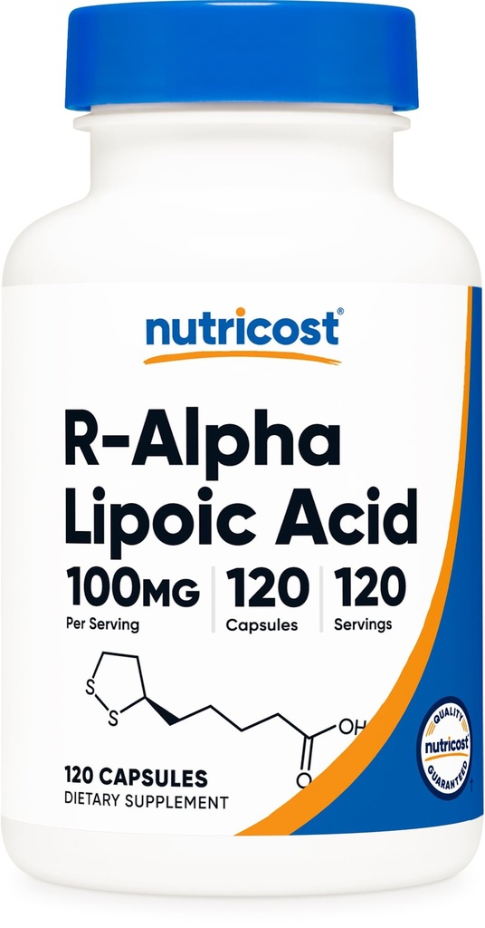R-Alpha Lipoic Acid 100mg, 120 Capsules - Veggie Capsules, Non- GMO, Gluten Free
