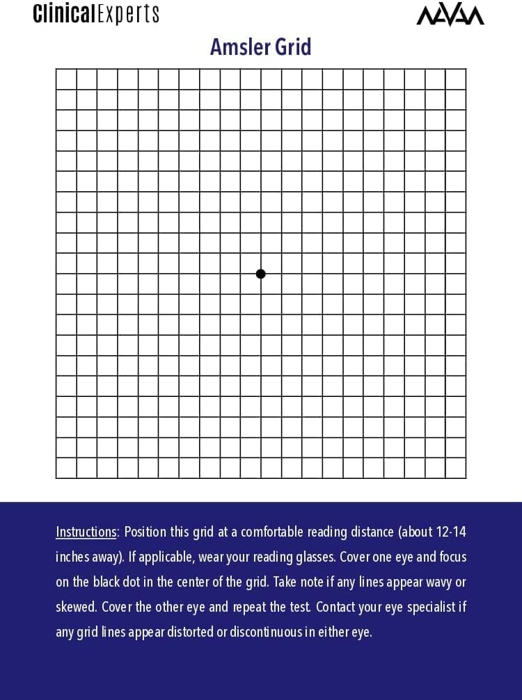 Amsler Eye Grid dengan Magnetic Back - Daily Vision Screening Tool for Macalar Degeneration & Glaucoma Pasien oleh Clinical Experies (2 Pack)