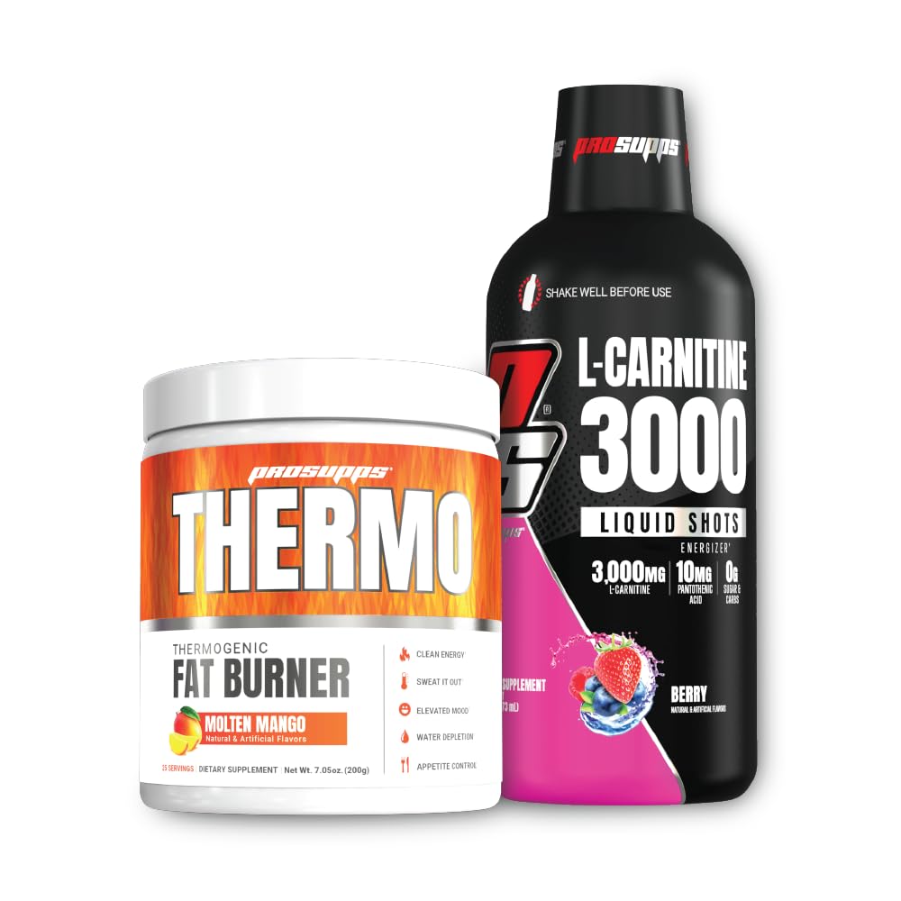 PROSUPPS Thermo Fat Burning Thermogenic Powder Mongo dan 3000 L- Carnitine Berry - Berat Manajemen dan Pra Workout - Energi, Mood, Kendali Appetite