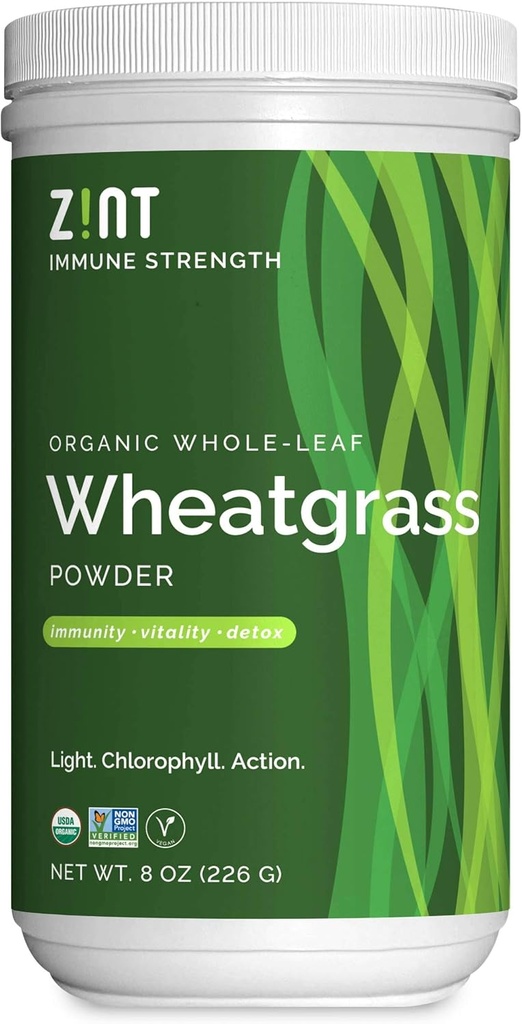 Zint Wheatgrass Powder, Organic (8 oz): Suplemen Dukungan Ammune yang Kuat, Sumber Seluruh Antioksidant Klorofil untuk Detox, Imunitas Booster
