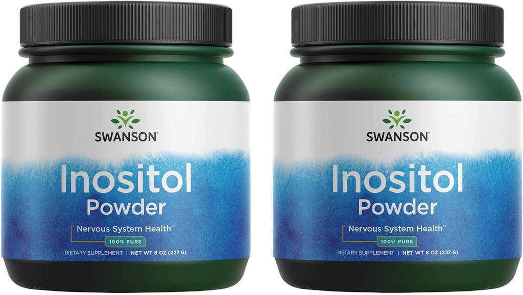 Swanson 100% Pure Inositol Powder - Alami Penambahan Fokus & Relaxation - Nerve & Cellular Dukungan - (8oz) 2 Pack