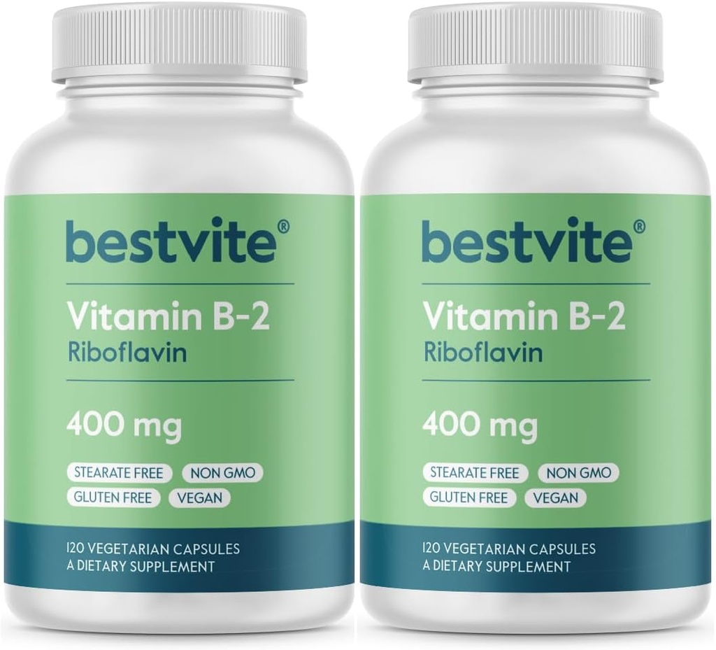 BestVITE Vitamin B-2 (Riboflavin) 400mg (240 Kapsul Vegetarian) (120 x 2)