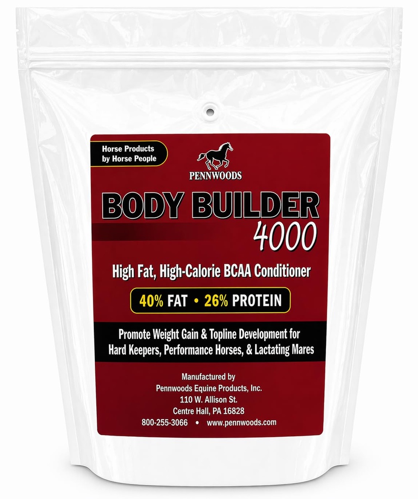 Pennwoods Body Builder 4000, Wight Gain Supplemen, High Fat and Energy Horse Wheight Builder dengan Body Conditioning Horse Vitamin, Imporers Hoof Quality - 25 LB Bag