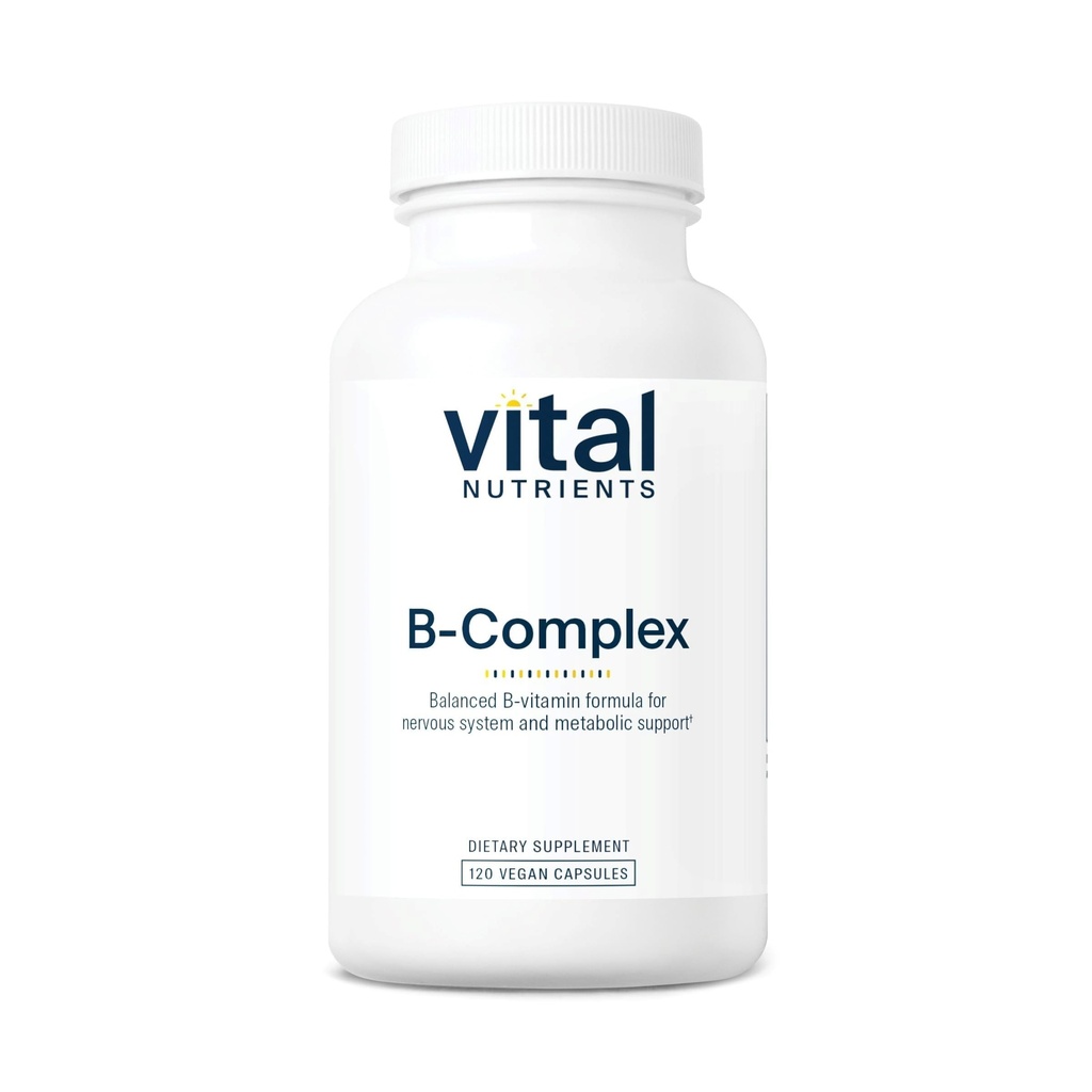 Visi Nutrients Vitamin B-Complex 124; Vegan High Potency Methylated B Complex Vitamin 124; B Vitamin Dukungan Produksi Energi, Metabolisme, dan Heart Health * Glu4; Gluten, Dairy, Soy Free 124; 120 Capsules
