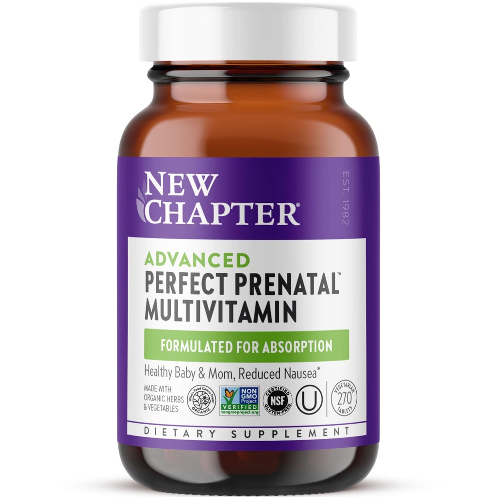 Bab Baru Tingkat Sempurna Prenatal Vitamin, 270ct, Dibuat dengan Organik, Ingrediasi Non- GMO untuk Heally Baby & Mom - Folate (Methylfolat), Whole-Food Fermented Iron, Vitamin D3 + Ginger
