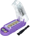 Pill Cutter untuk Beberapa Pil pada suatu waktu, Pill Cutter Splitter untuk Pil Kecil dan Kecil, Pill Cutter untuk Pil Kecil atau Besar, Pill Splitter dengan Pisau Baja Tersembunyi Sharp (Purple + Clear)
