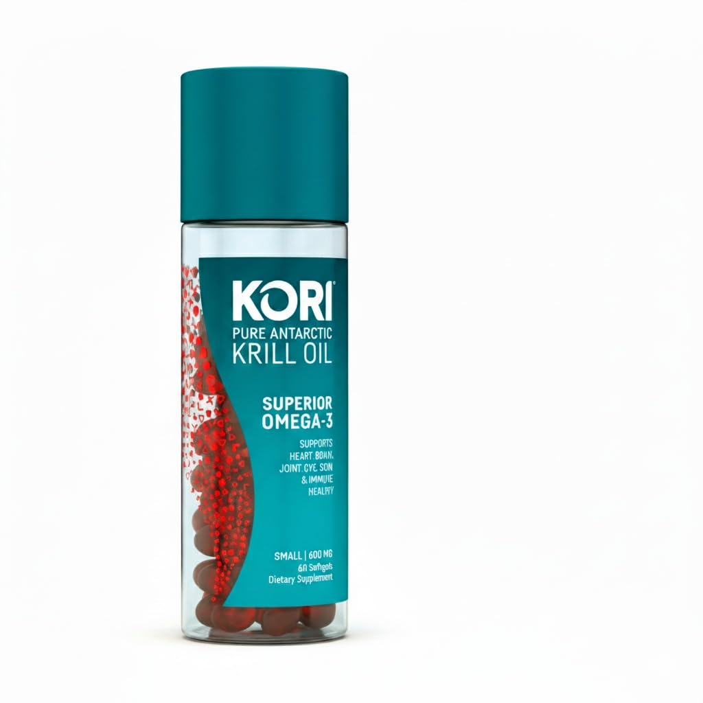 Kori Krill Oil Omega 3 Superior Absorpsi Oil Suplemen, EPA & DHA, 600 mg, 60 Softgels