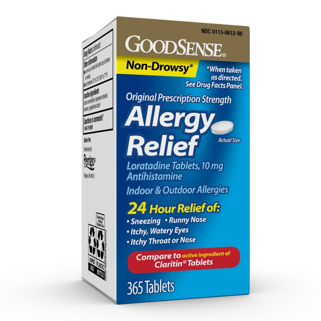 GoodSense Allergy Relief Loratadine Tablet 10 mg, Antihistamin, Allergy Medicine selama 24 Hour Allergy Relief, 365 Count
