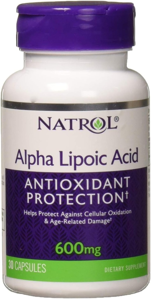 Natrol Alpha Lipoic Acid 600 mg, Tambahan Dietary untuk Jenderal Wellness, 30 Capsules, 30 Hari Supply